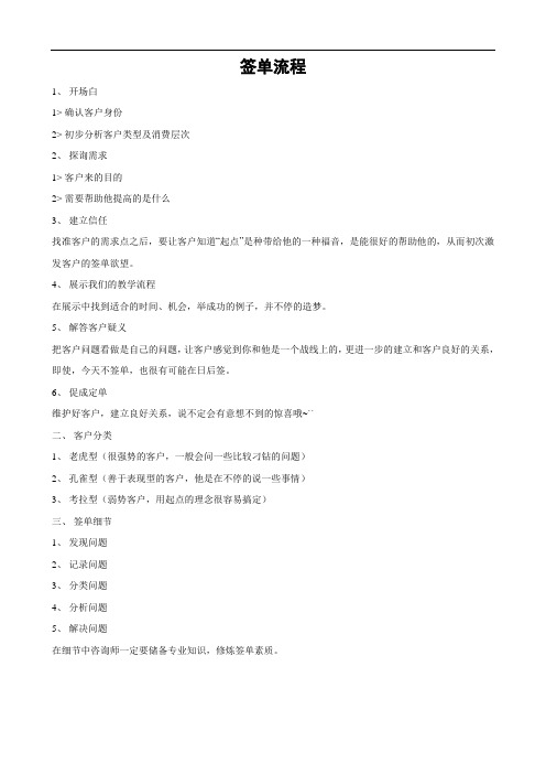 签单流程(四周)