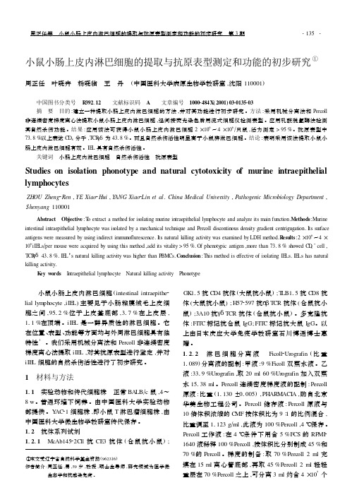小鼠小肠上皮内淋巴细胞的提取与抗原表型测定和功能的...