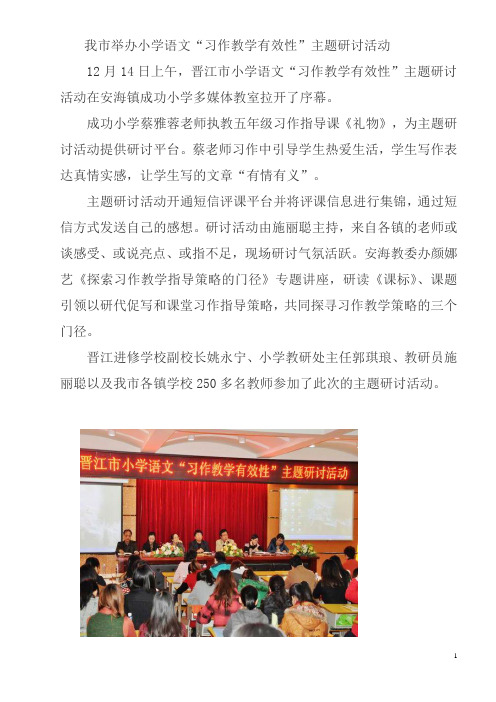 我市举办小学语文“习作教学有效性”主题研讨活动