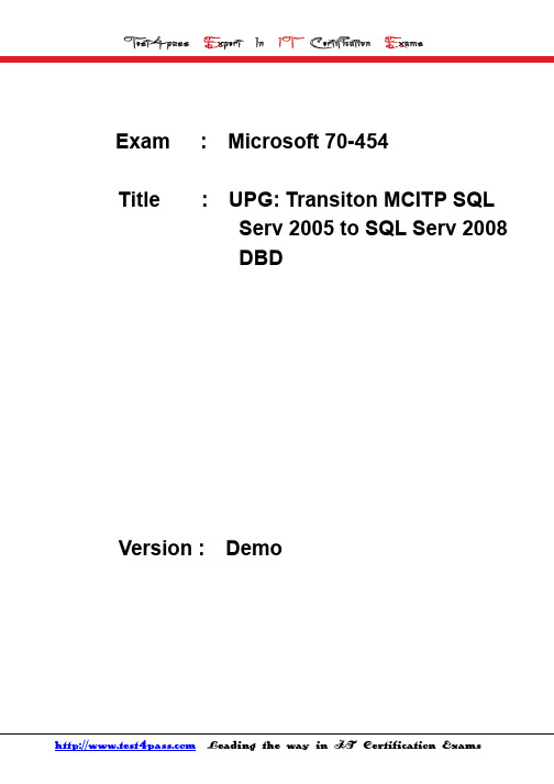 Test4pass Microsoft test 73-454 70-454 exam dumps vce study guides