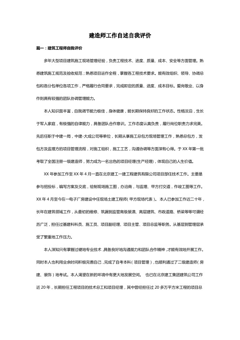 建造师工作自述自我评价
