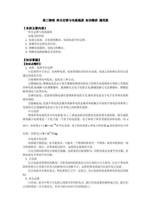 高三物理 库仑定律与电场强度 知识精讲 通用版