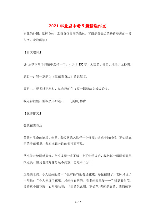 2021年龙岩中考5篇精选作文