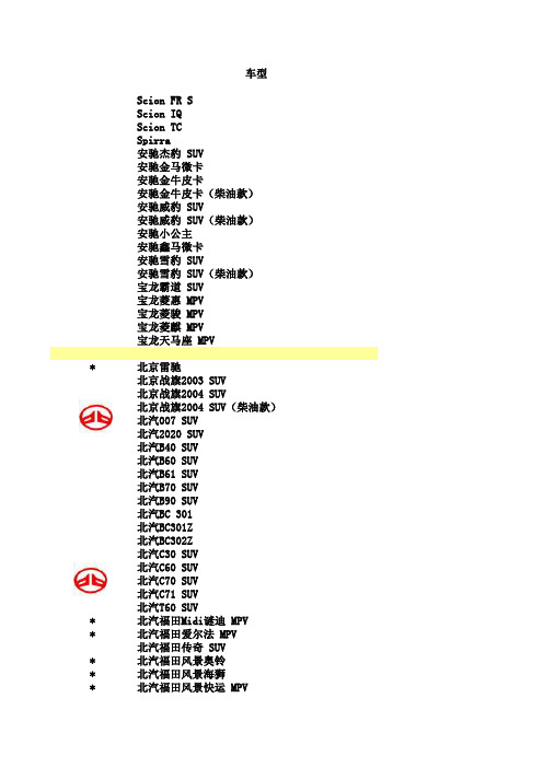 地区系列车型电瓶对照表