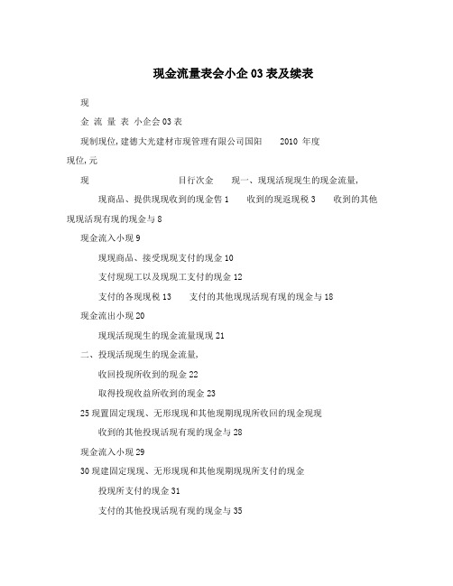 现金流量表会小企03表及续表