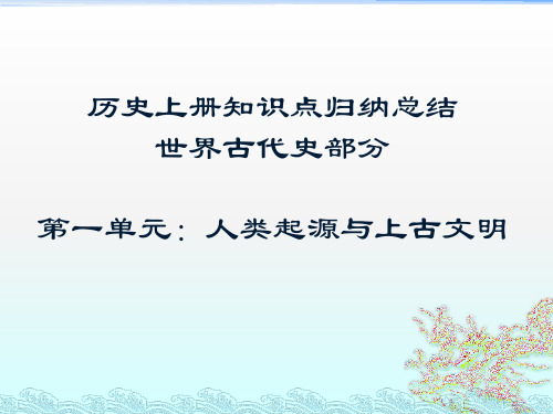 初三历史上册知识点归纳总结