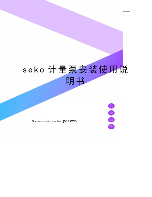 seko计量泵安装使用说明书