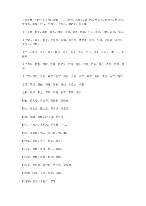 红楼梦人物简介