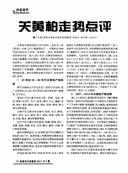 关黄柏走势点评