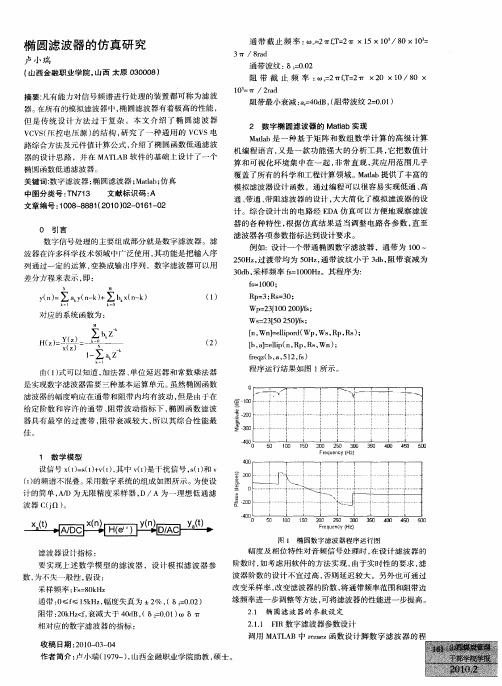 椭圆滤波器的仿真研究