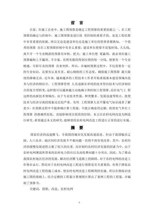 农村电网线路改造预算方案设计