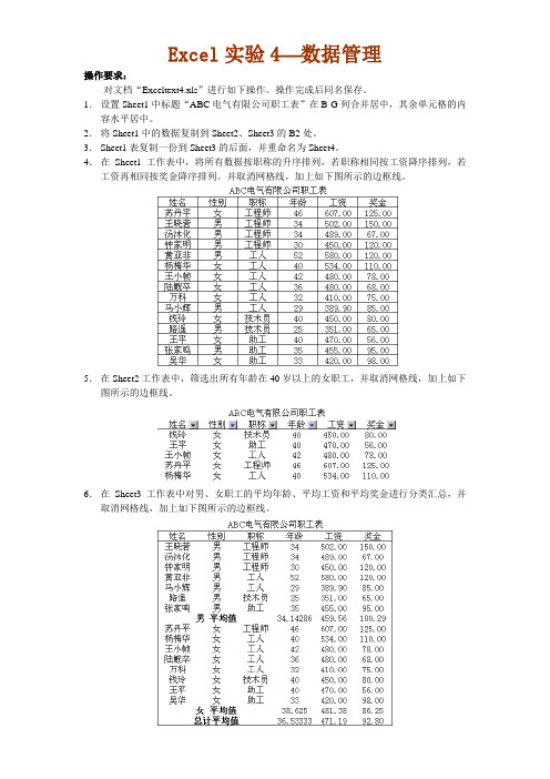 Excel实验4 数据管理