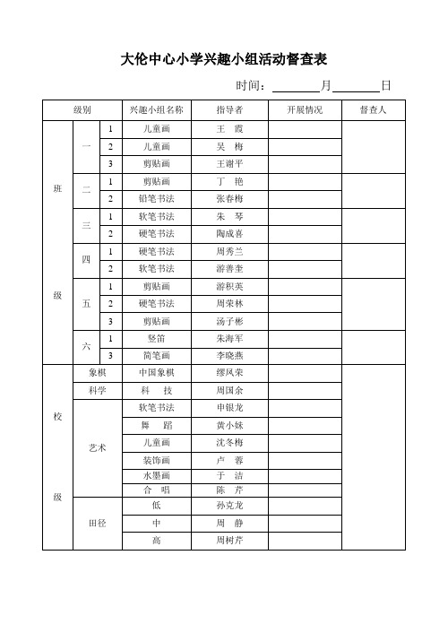 兴趣小组活动督查表