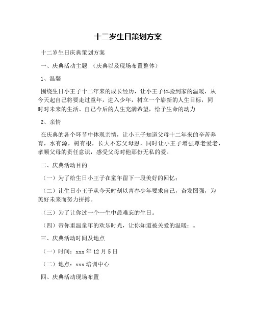 十二岁生日策划方案