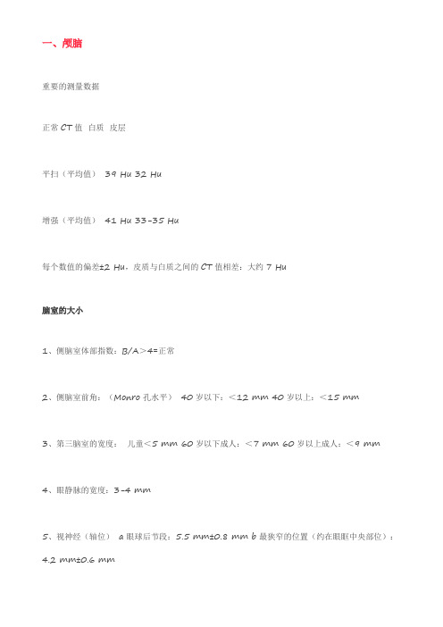 CT正常数值