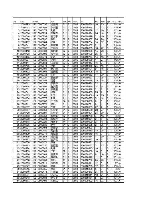 2012年初中中考总成绩