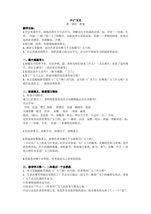 广玉兰 第一课时教案