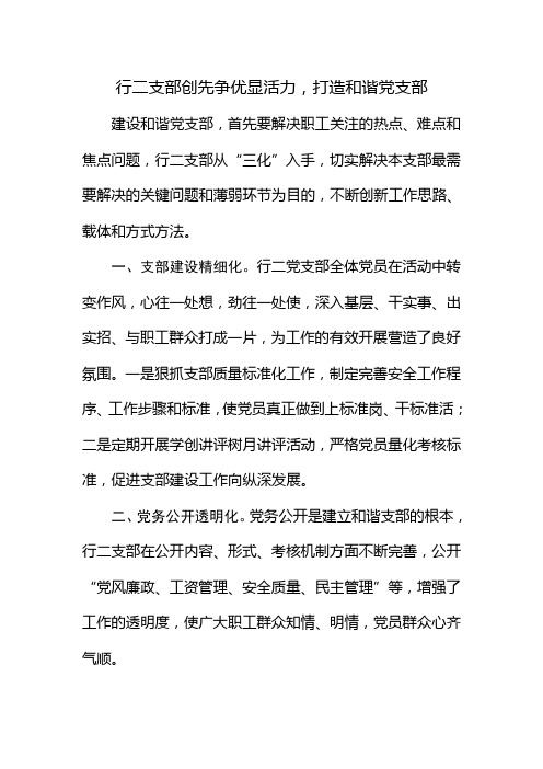 创先争优显活力,打造和谐党支部