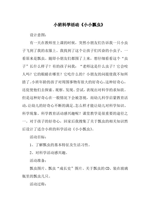 小班科学活动《小小瓢虫》