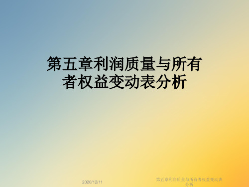 第五章利润质量与所有者权益变动表分析