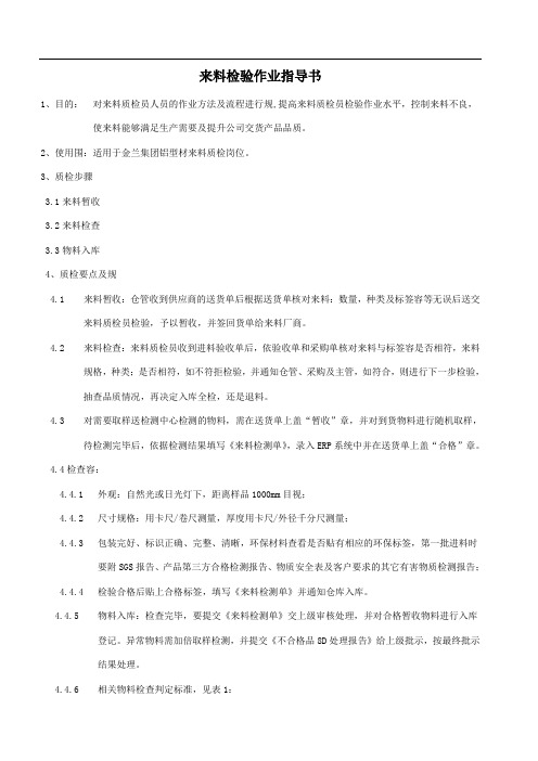 来料质检作业指导书