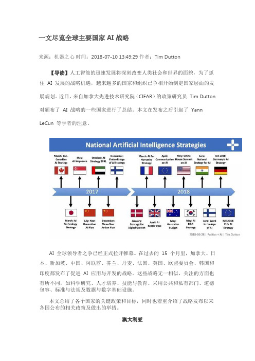一文尽览全球主要国家AI战略