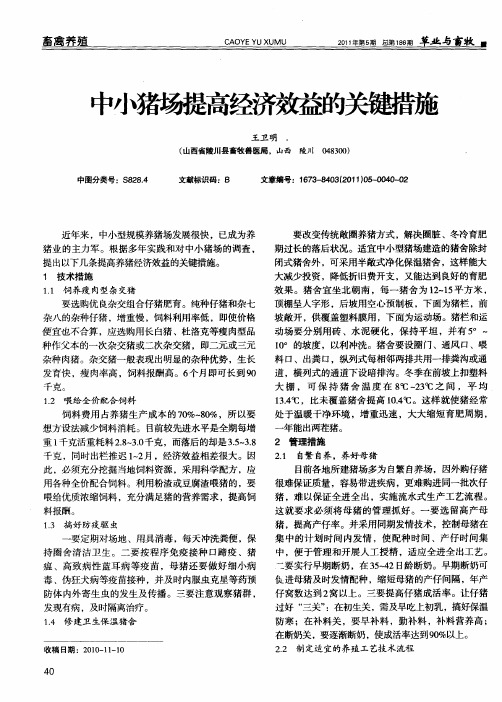 中小猪场提高经济效益的关键措施