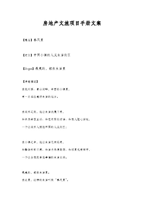 房地产文旅项目手册文案