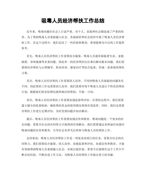 吸毒人员经济帮扶工作总结
