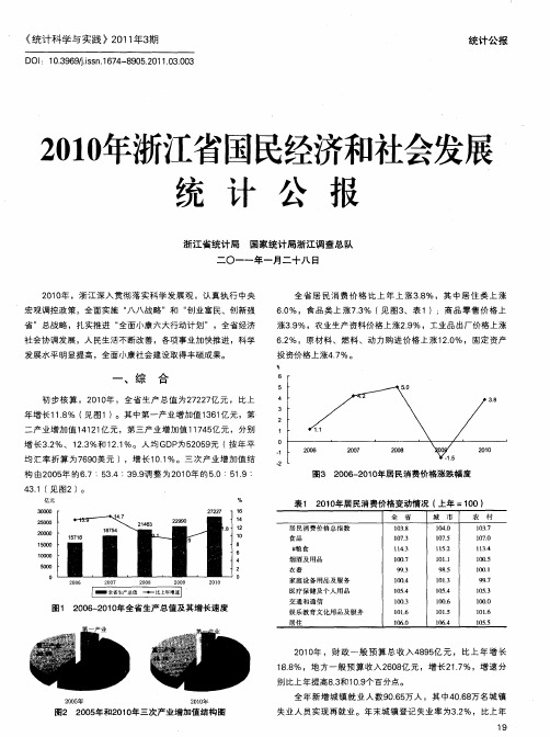 2010年浙江省国民经济和社会发展统计公报