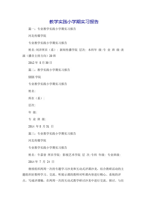 教学实践小学期实习报告