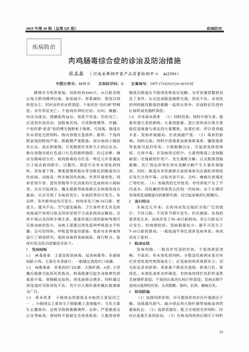 肉鸡肠毒综合症的诊治及防治措施