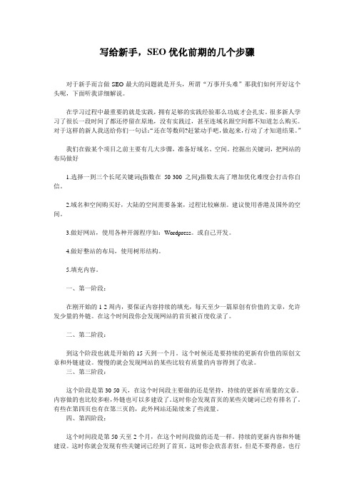 写给新手,SEO优化前期的几个步骤