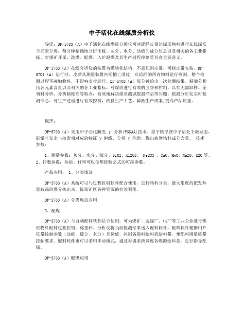 中子活化在线煤质分析仪