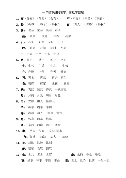 语一下同音字音近字归纳整理
