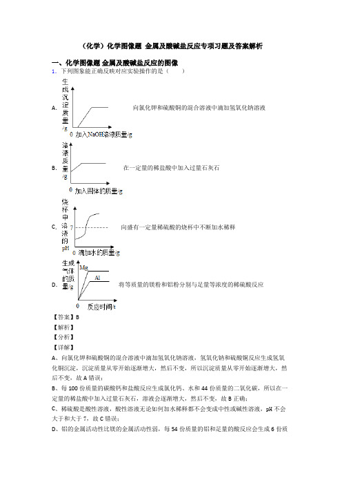 (化学)化学图像题 金属及酸碱盐反应专项习题及答案解析