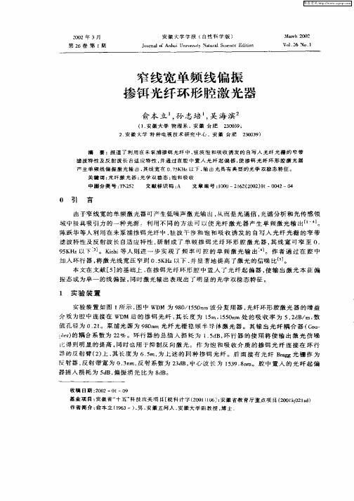 窄线宽单频线偏振掺铒光纤环形腔激光器