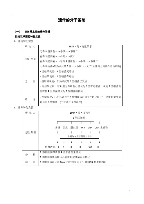 遗传的分子基础学案