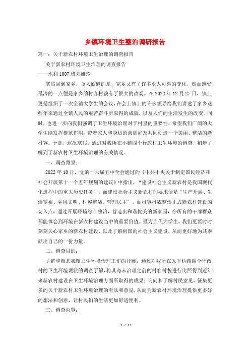 乡镇环境卫生整治调研报告