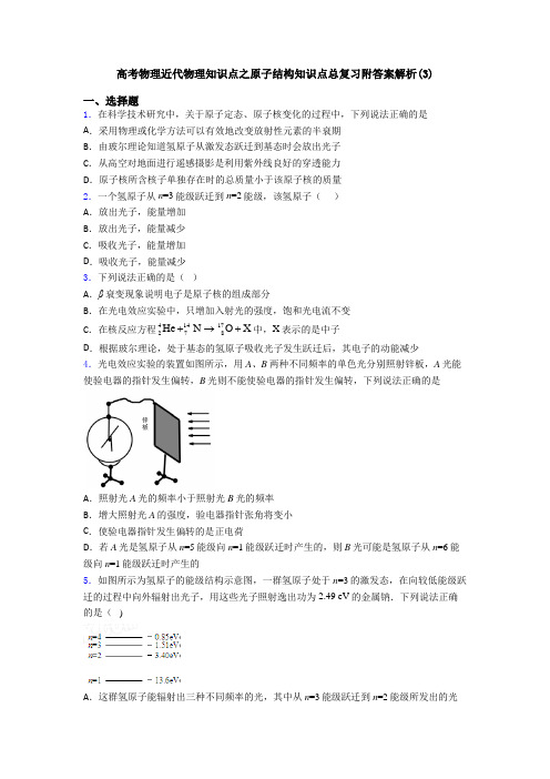 高考物理近代物理知识点之原子结构知识点总复习附答案解析(3)