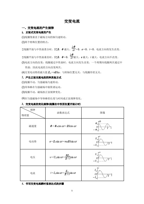 2024高考物理一轮复习--交变电流的产生和描述