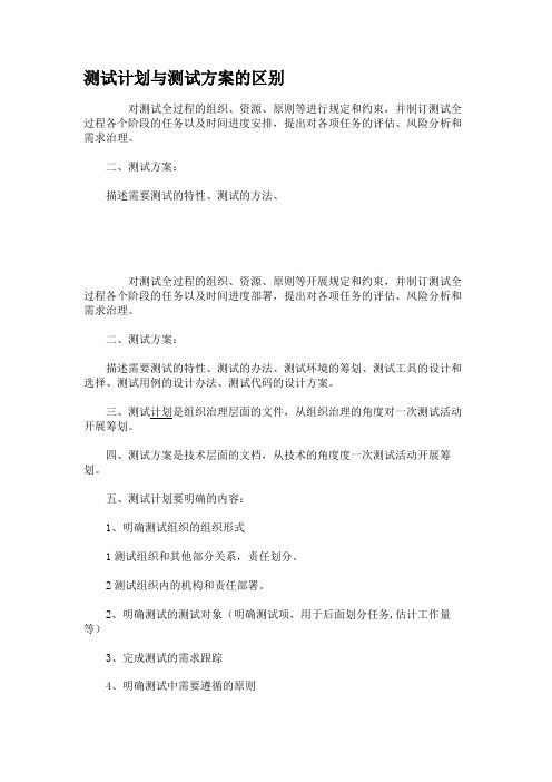测试计划与测试方案的区别