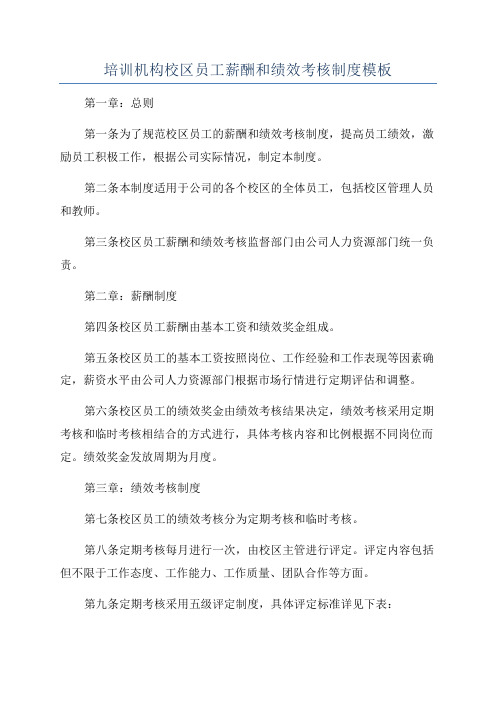 培训机构校区员工薪酬和绩效考核制度模板