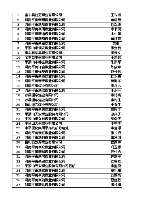 2010河南煤矿培训矿长名录