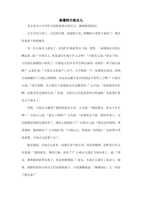 执着的小雨点儿_小学作文