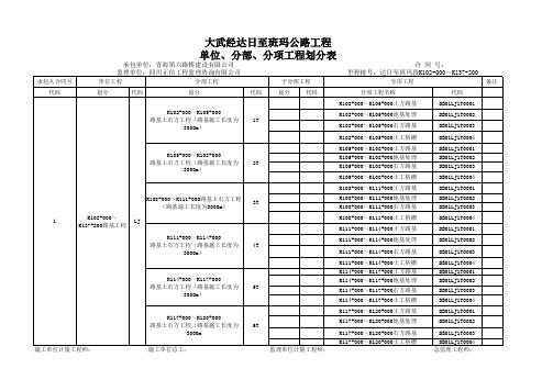 大班9标段单位分部、分项工程划分 (1)