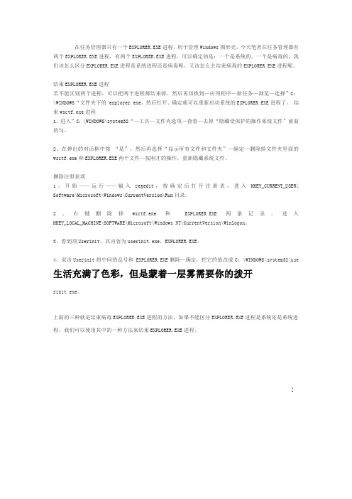 解析任务管理器中两个EXPLORER.EXE进程