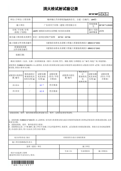 消火栓试射试验记录GD-C4-6410