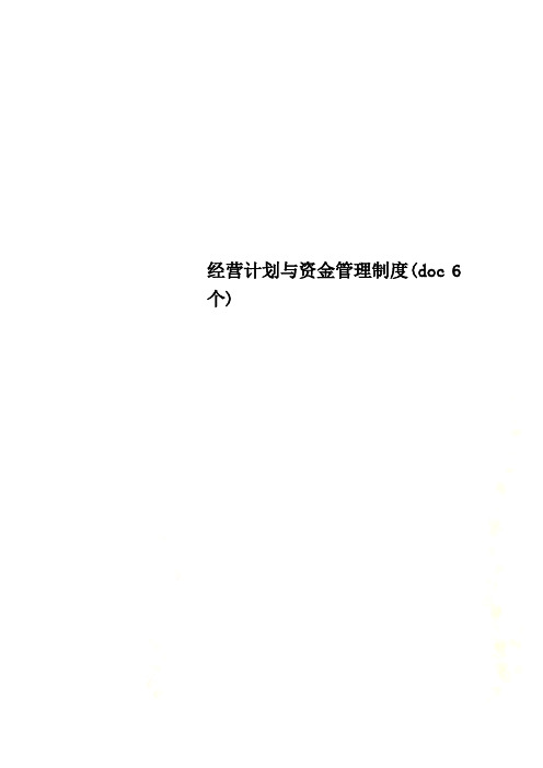 经营计划与资金管理制度(doc 6个)