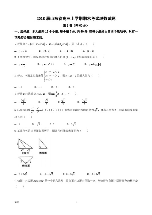 2018届山东省寿光市高三上学期期末考试理数试题